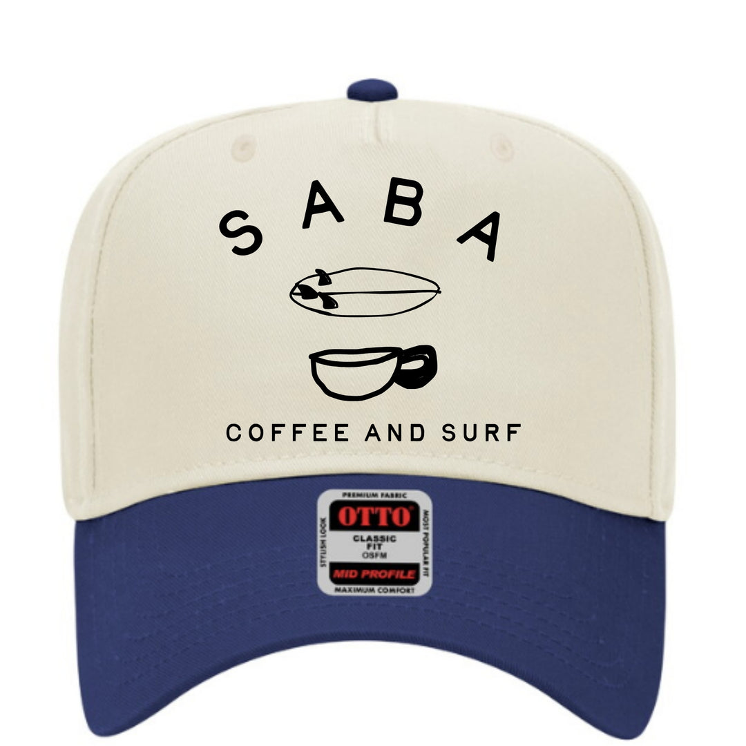 Surf & coffee embroidered canvas hat