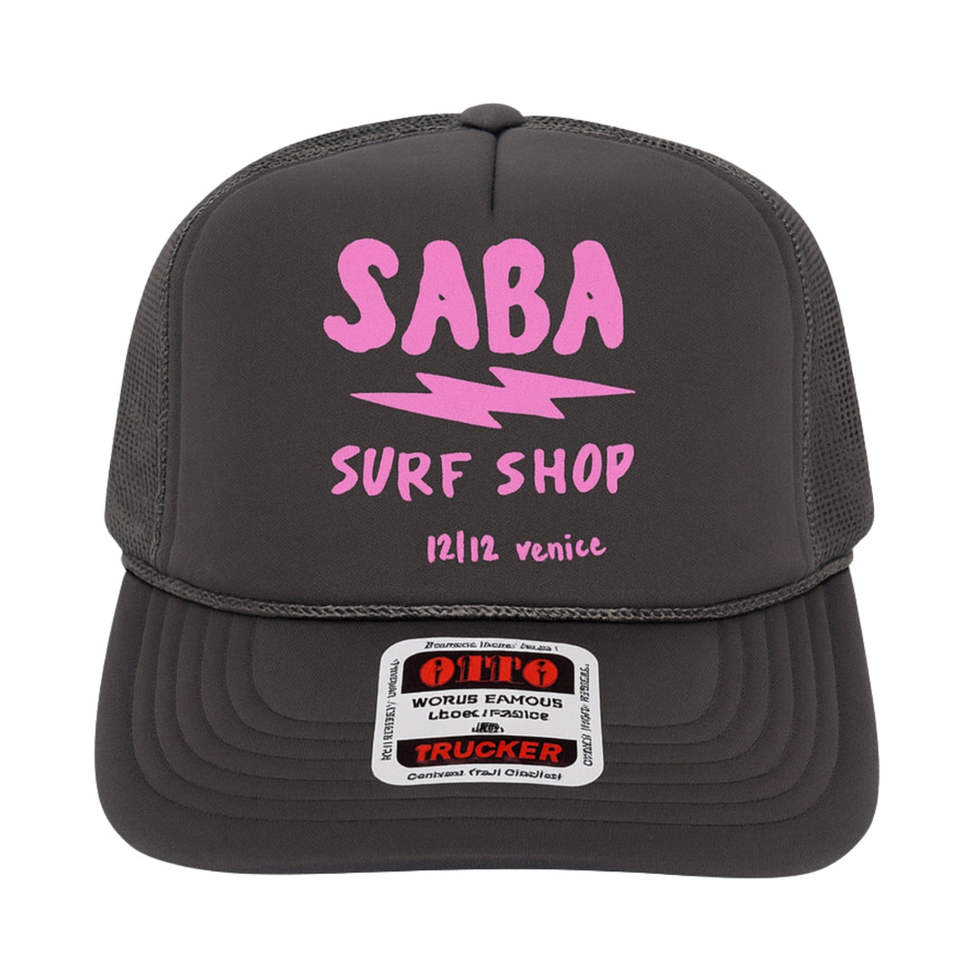 Saba Surf Shop Trucker Hat – Charcoal / Pink
