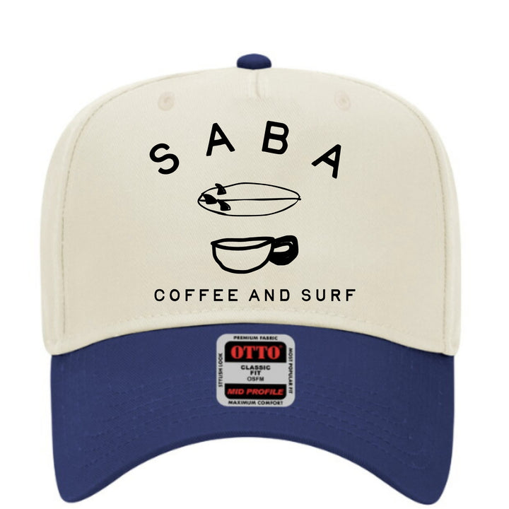 Surf & coffee embroidered canvas hat