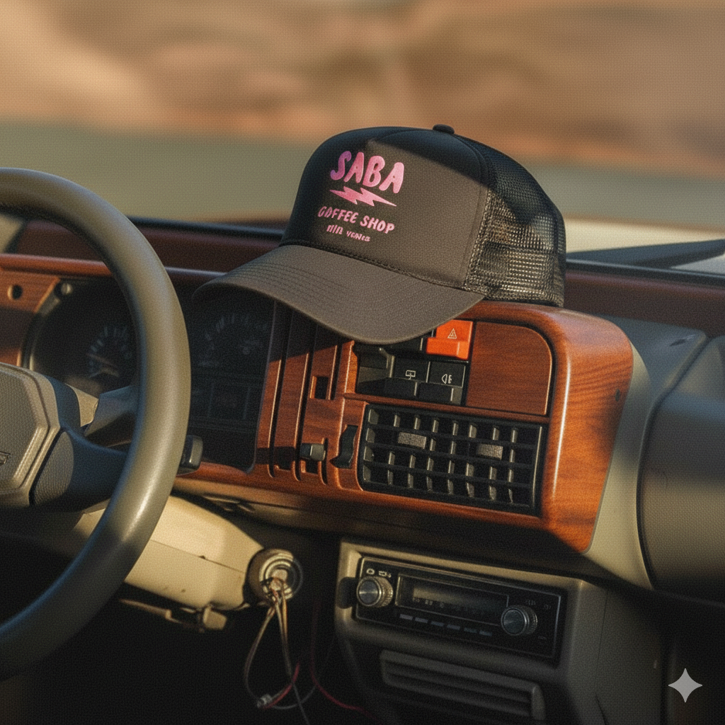 Saba Coffee Shop Trucker Charcoal/Pink